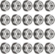 uxcell F683ZZ Flanged Ball Bearing 3x7x3mm Double Shielded Chrome Steel Flange Bearings, 20pcs