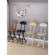 JFH Folding Tall Stool Living Room Creative Wood High Stool Portable Household Backrest Chair High F