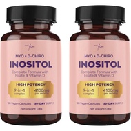 Inositol Myo & D-Chiro 4100MG Kapsul Vegan 2X Bundle, Fungsi Metabolik, Keseimbangan Hormon dan Fung