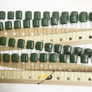 [SET of 50] Mica Capacitors 2A104J 0.1uF 2A 5%, Paper Capacitors 104J Green Wireed, Electronic Compo