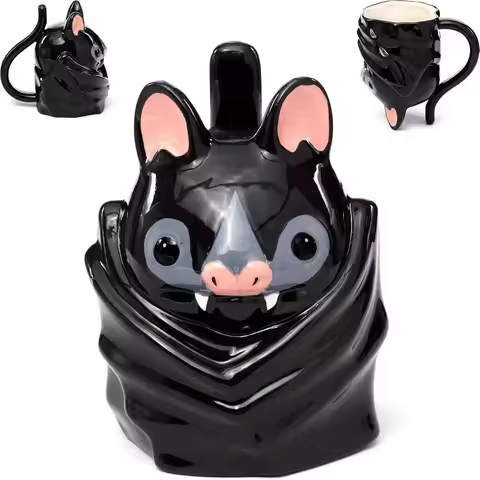 Creative cartoon bat ceramic mug, three-dimensional water cup, Halloween funny coffee cup, student d