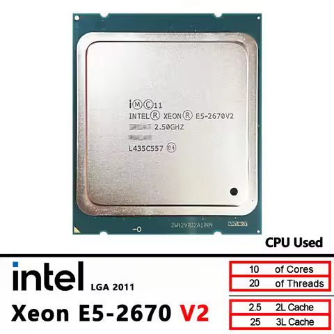 Intel Xeon 2670V2 E5 2670 V2 Used 10-Core 2.5GHz 115W CPU Processor LGA 2011