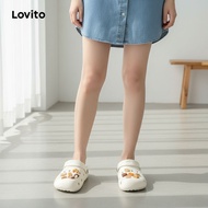 Lovito Casual Flat Sandal Wanita Material EVA Lembut Nyaman Tanpa Bau Kaki Coklat Sole Lembut LFA603