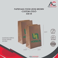 PAPERBAG FOOD SOS (M) BROWN + CUSTOM LOGO