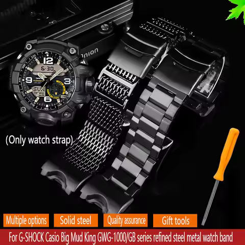 Stainless Steel Watch Band For G-SHOCK Casio Big Mud King Modified GWG-1000 GB/GG GWG/GSG100 Nylon C