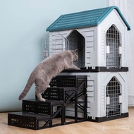 Spacious Waterproof 2-Tier Pet House Cat Cage Dog Cage Kennel for Outdoor Use for Cats and Dogs