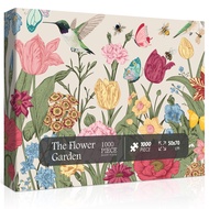 Flower Puzzles for Adults 1000 Pieces, PICKFORU Garden Jigsaw Puzzle with Hummingbird Butterfly, Col
