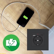 Doublebuy European Outlet Socket with USB and TypeC Port 16Amp Fast Charging Wall Socket