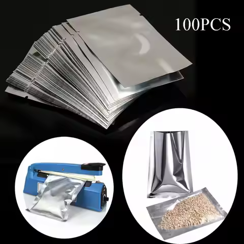 100PCS Waterproof Saran Wrap Kitchen Supplies Vacuum Sealer Aluminium Foil Bags Heat Seal Bag Storag
