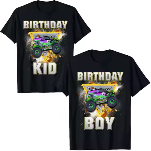 Monster Truck Birthday Boy Monster Truck Are My Jam Lovers T-Shirt Humor Funny Kids Tee Tops Sons Ne