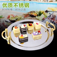 Sien Stainless Steel Mirror Plate Square Round Mirror Plate Tray Tableware 53cm-73cm Hotel Buffet Pl