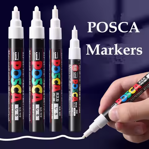 Japan Uni POSCA White Marker Pens Acrylic Waterproof Permanent Highlight Pen PC-1M/3M//5M/8K/17K Pai