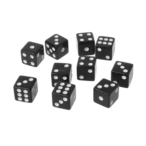 10pcs 16mm Acrylic Dice Black/White 6 Sided Casino Poker Game Bar Party Dice 77HD