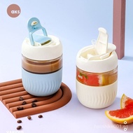 AKS Summer Simple Water Cup Adult High-value ins Drink Coffee Cup Cute Children Glass Straw Cup LMVW