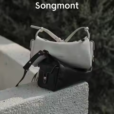 Songmont Mini Camera Bag Vintage Workwear Style Genuine Leather Soft Wrinkled Design Adjustable Stra