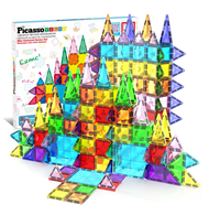 Picasso Tiles 60 Pc Magnetic Building Set - Travel Sized ของเล่นสำหรับฝึกสมองแบบตัวต่อทำด้วยพลาสติกแ