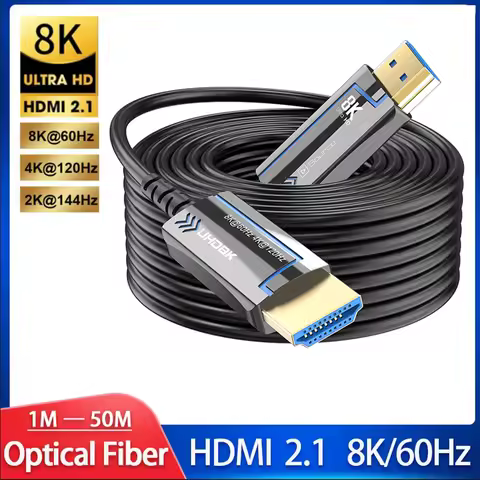 LMCNZZ Fiber Optic HDMI 2.1 Cable 8K@60Hz 4K@120Hz HDMI Cable Dynamic 48Gbps HDR/eARC/HDCP for HD TV