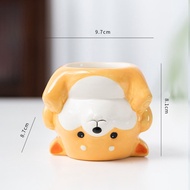JIYAN2866 with Drainage Hole Plant Pot Ceramic Cartoon Animal Pen Holder Cute Small Office Bedroom S