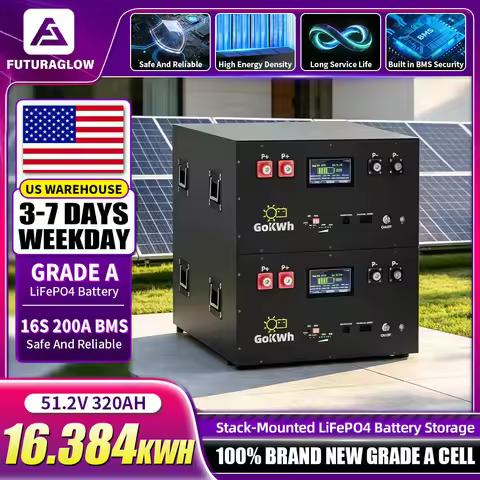 Grade A 48V 320AH 16384Wh Lifepo4 Battery APP Control 2A Active Balancing New 16KWH 51.2V Rechargeab