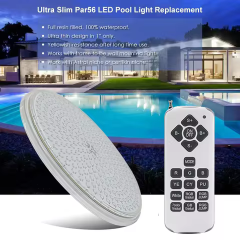 LED Pool Bulb 24w 42w Resin Filled Light 12V Spot Piscine LED Couleur RGB PAR 56 Projector+FB Remote