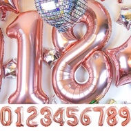 Number balloons large size 32 inches ~ 80cm in many colors gold/Silver/Rose Pink gold
