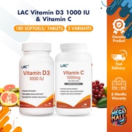 LAC Vitamin D3 1000 IU & Vitamin C 1000mg - Helps Support Strong Immunity Skin Glow Bone Health