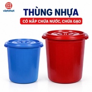 Viet Nhat Water Container with Plastic Lid - Round Plastic Container with Lid Capacity from 25L - 60