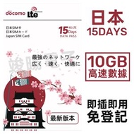 NTT docomo - 【日本】15天 10GB 高速4.5G 上網卡數據卡電話卡Sim咭 15日