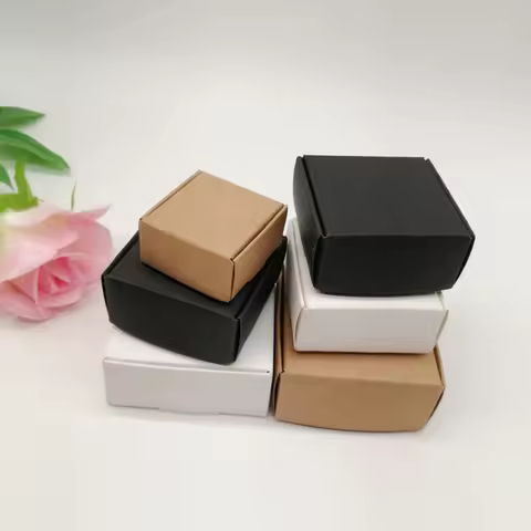 50pcs Black/White/Kraft Paper Box for Packaging Earring Jewlery Box Gift Cardboard Boxes Diy Jewelry