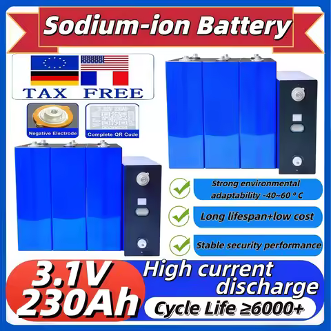 Sodium-Ion Battery Cell 3.1V 230Ah 1.5C Discharge 6000+ Cycles -40℃ Low Temp Resistant for RV Solar 