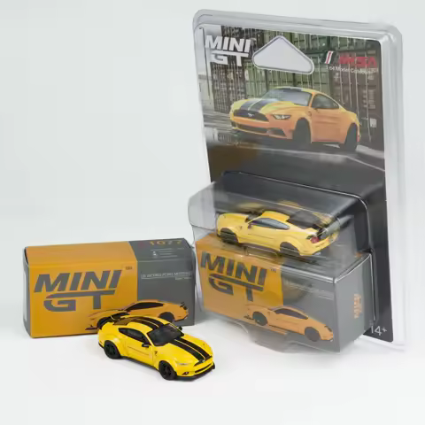 MINIGT 1:64 LB-WORKS FORD MUSTANG Triple Yellow Alloy Diecast Car Model Collect Ornaments Gift Toys