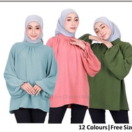 Women Casual Blouse / Blouse Muslimah / Plain Long Sleeve Fashion Top / Baju Blause Perempuan Lengan Panjang italian Cey