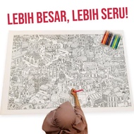 TAWARAN SPESIAL HARI INI LEMBAR JUMBO MEWARNAI ANAK & DEWASA, GIANT COLORING SHEET, BUKU PAGE BESAR 