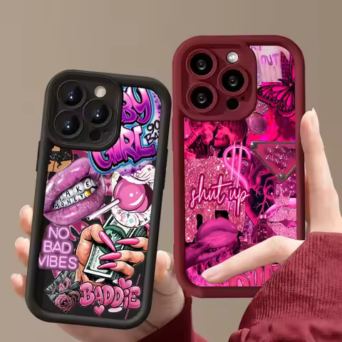 Pink Lips USD Banknote Printed Phone Case For Samsung Galaxy S26 S25 S24 S23 S22 S21 S20 Ultra Plus 