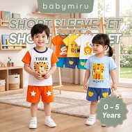 Budak Baju Lengan Pendek Set 0-5 Years Lelaki Perempuan Girl Shorts Set Baju Haiwan Comel Selesa