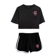 babyhealthy Kpop Twice Tzuyu Mina Sana Nayeon T-Shirt+ Running Shorts Two Piece Suit