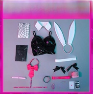 ชุดนักแสดงซุปเปอร์ฮีโร่ Miku Rabbit เด็กผู้หญิง Cosplay สำหรับผู้หญิง เสื้อผ้าผู้หญิงในเกม วัสดุผ้าฝ