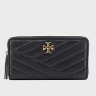 TORY BURCH Kira 縫線納帕皮革ㄇ形拉鍊長夾 (黑色)