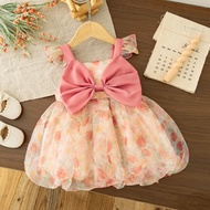 Baby Girl Flower Dress Summer New Sweet Bow Children'S Clothing (9 Months -4 Years Old)