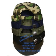Topi Sailor Cap Brimless Hat Docker Hat Vintage melon skin cap pure cotton