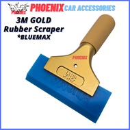 USA 💎 3M 💎GOLD Handle + BLUEMAX Rubber Blade Squeegee Car Tinted Scraper Cleaning Tool Wiper Window 