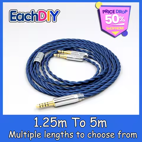 99% Pure Silver OCC Graphene Full Sleeved Earphone Cable For Hifiman Sundara Ananda HE1000se HE6se h