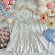 Irene Top เสื้อสายเดี่ยวทรงขนมชั้น แต่งผ่าด้านหน้า สายปรับได้