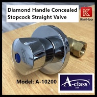 A-Class Concealed Shut Off Valve Straight With Diamond Handle Water Shower Stopcock G1/2 Inch Thread