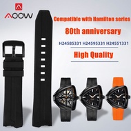 20mm Rubber Strap Stainless Steel Buckle Men Replacement Watch Band for Hamilton Ventura Elvis80 H24