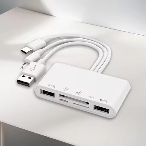 5-In-1 USB OTG Adapter SD/TF Card Slots/USB3.0/Type-C/Ligting OTG USB Camera Multimemory Adapter for