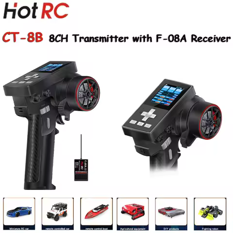 HOTRC CT-8B 8CH RC Transmitter 2.4GHz Radio System Remote Controller CT8B with F-08A Receiver For RC