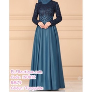 READY STOCK Muslimah Plus Size Long Sleeve LaceyMaxi Dinner Evening Dress Gown