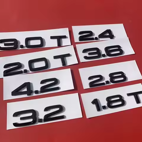 Car Emblem Trunk Badge Sticker For Audi Bright Glossy Black 1.8T 2.0T 2.4 2.5 2.8 3.0T 3.2 3.6 4.2 A