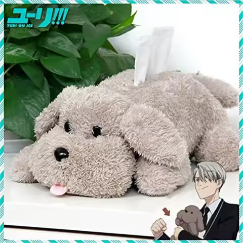 YURI!!! on ICE Victor Puppy Poodle Makkachin Plush Tissue Box Pet Dog Puppy Paper Holder Cosplay Cos